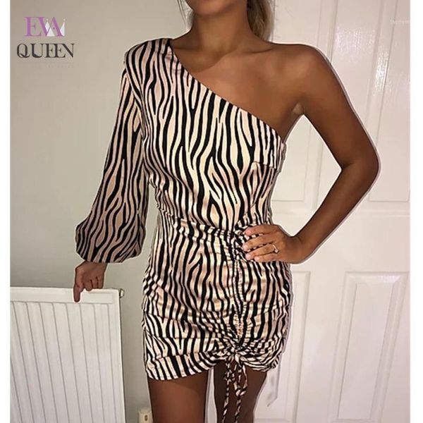 

evaqueen summer long sleeve bodycon dress women 2020 fashion streetwear mini dress female vintage one shoulder club1, White;black