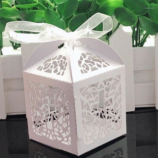 

gift wrap 10pcs cross laser cut candy boxes sweets wedding party favor hollow carriage baby shower favors with ribbon supplies1