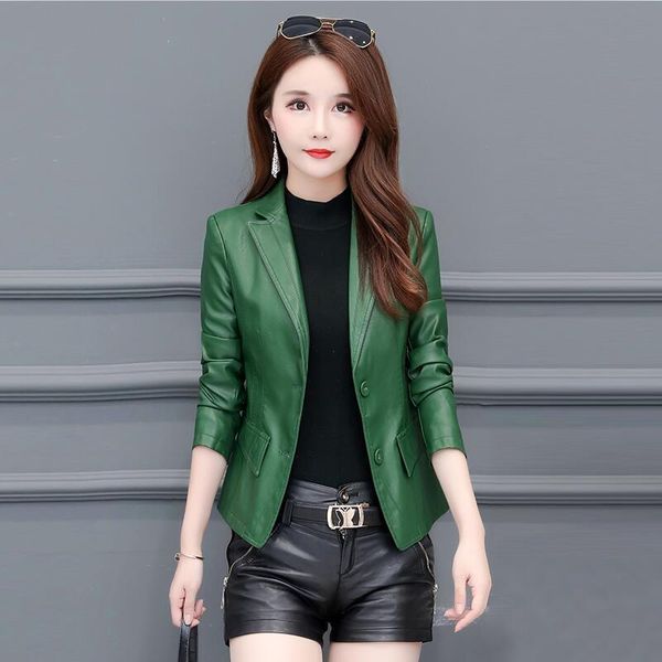 

new plus size 3xl female 2020 spring short thin women's leather jacket, Black;brown