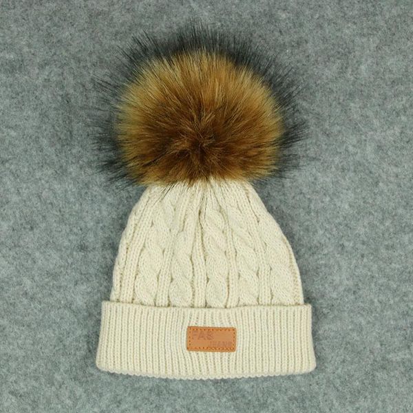 

2021 new fashion children winter hats baby kids girl solid knitted beanies caps hair ball thick baby boys girls winter warm hat