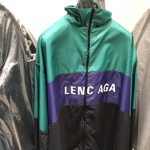 

2020 hanchao brand new paris ins splicing men's and women's stormwear windbreaker coat early autumn, Black;white