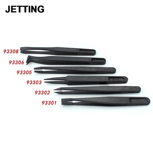 

1 pc anti-static useful carbon fiber tweezers plastic antistatic straight curved conductive tweezer clip hand tools1