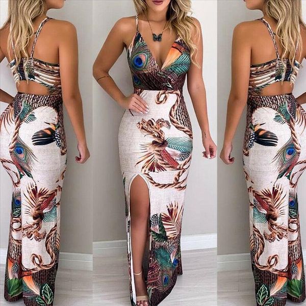 

new women boho floral dress ladies sleeveless bodycon prom evening party summer beach casual long sundress, Black;gray
