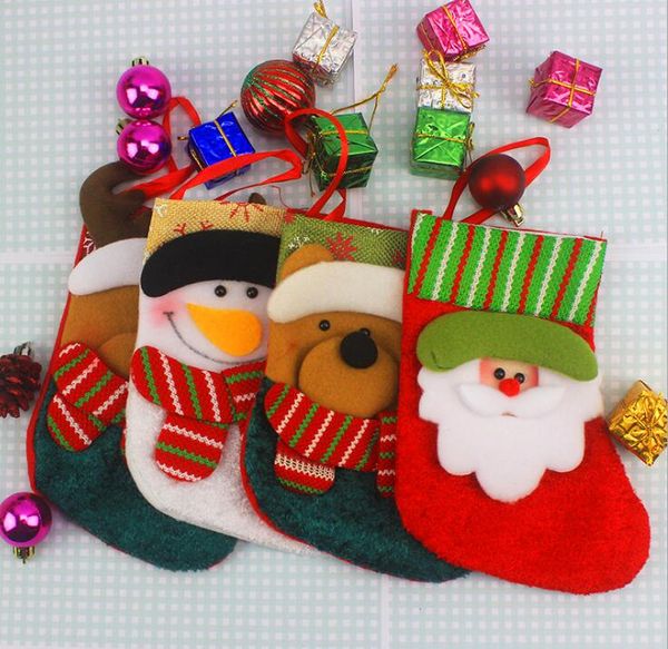 Hochwertiger Baumwoll-Weihnachtsstrumpf, 14 x 18 cm, kreativer Cartoon-Kind-Geschenkbeutel, für Kinder, Weihnachtsbaum, Süßigkeiten, dekorative Socken, Tasche im Großhandel