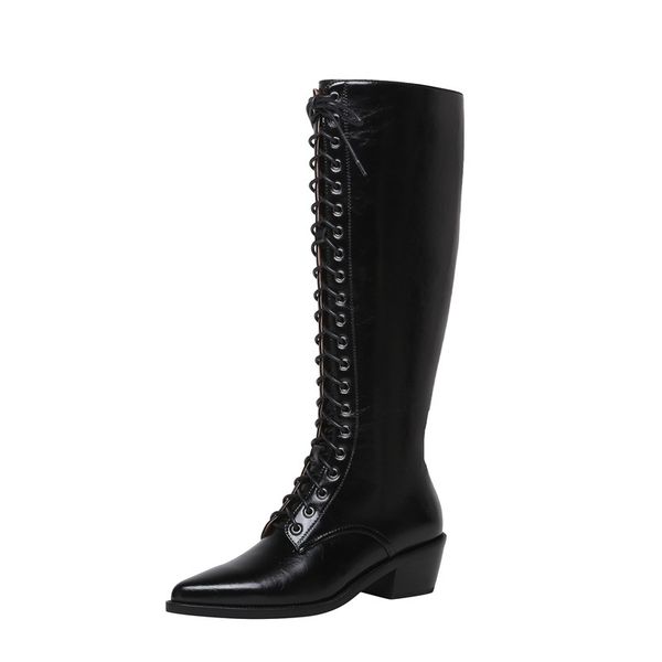 

2021 shape-down high-boots new shoes woman long 34-39 boots qlse, Black