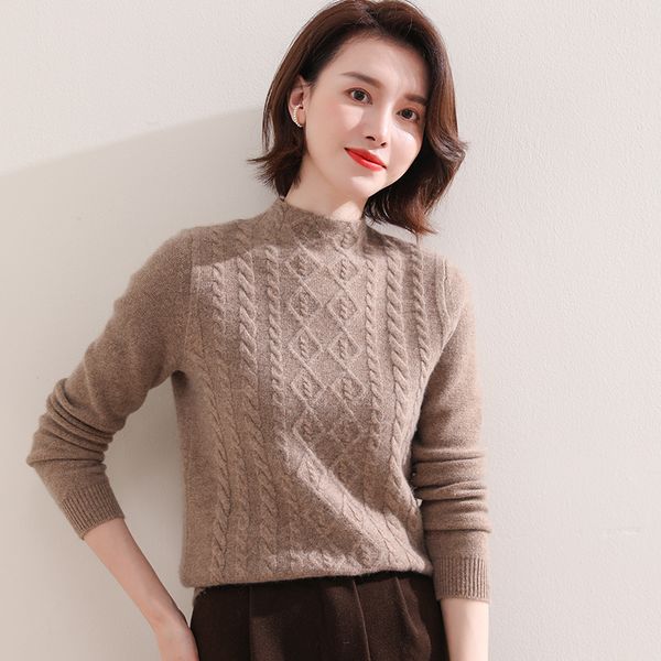 

novo 100% puro cabra cashmere camisola de malha feminina qualidade gola alta pulver inverno moda roupas meninas s, White;black