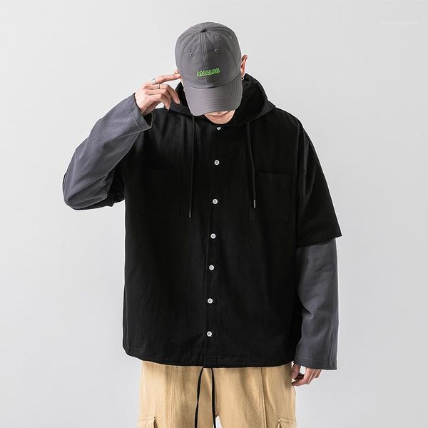 

men's bomber jacket autumn hooded coats street cotton button windbreaker plus size jackets pilot coat men fashion loose clothing1, Black;brown