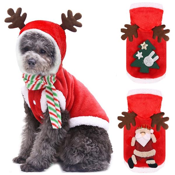 

dog apparel clothes christmas clothing santa costume year autumn and winter warm pet animals