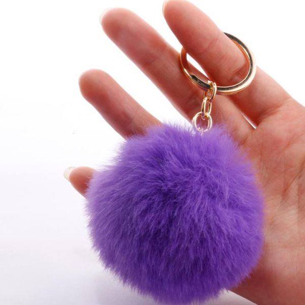 

fur fluffy ball charm faux pom rabbit car keychain handbag key ring drop shipping, Silver