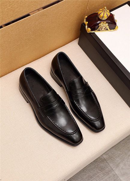 

18ss designers men's brand leather formal shoes lace up dress shoes oxfords fashion retro shoes elegant work footwear drop shipping, Black
