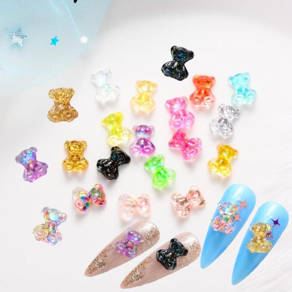 

nail art decorations resin decoration rhinestone designs 1 box charm small stones mixed gel polishing makeup manicure accessories bear nails, Silver;gold