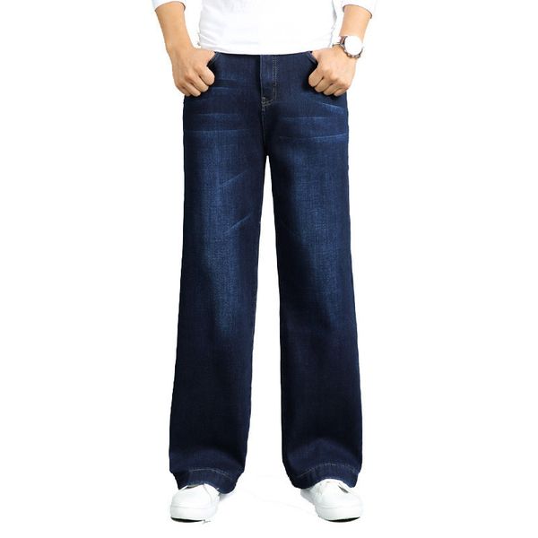

from men's breeches winter's tightest straight denim loose big leg long, casual pants n5po, Blue