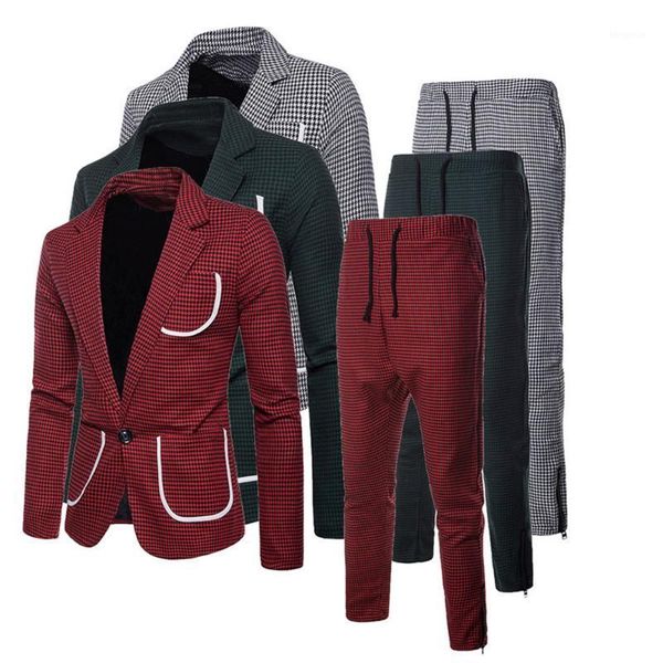 

2 piece set men's business groomsman suit blazers jacket pants vest sets male fashion slim suits wedding party1, White;black