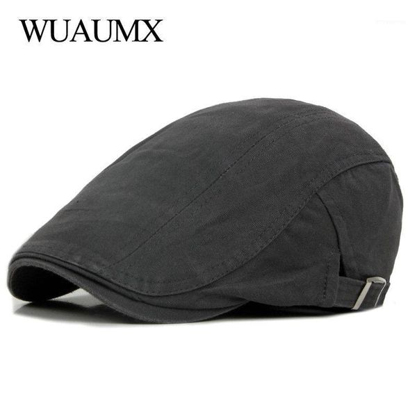 

wuaumx casual beret hats men women solid forward cap washed cotton beret cap spring summer flat peaked caps painter visor adult1, Blue;gray
