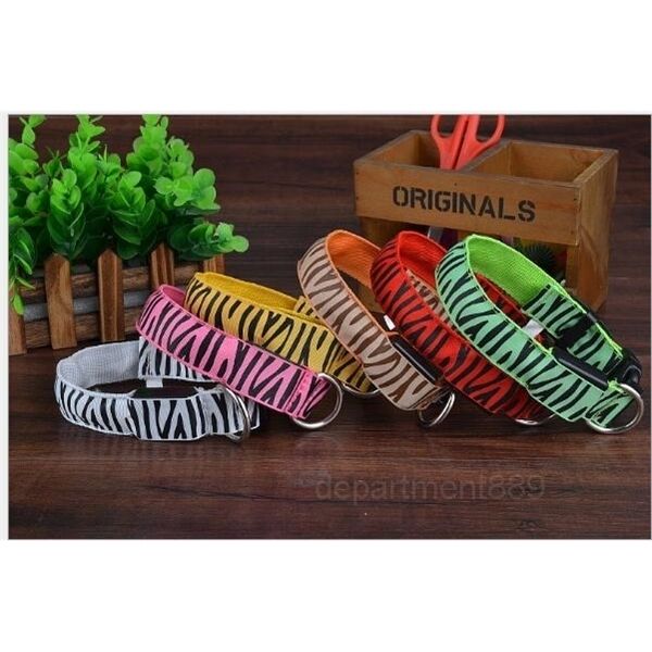 

a-eco friendly pattern nylon collar night safety flashing glow led pet supplies dog cat wire mesh collars