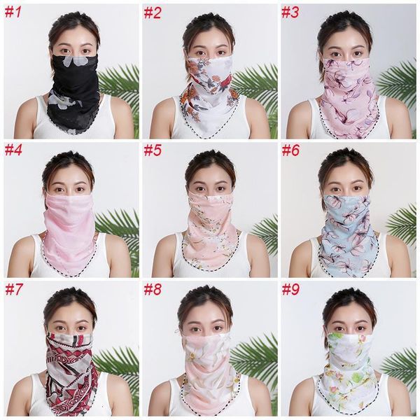 

summer scarf women mask us stock sun protection silk chiffon handkerchief outdoor windproof half face dust-proof scarves