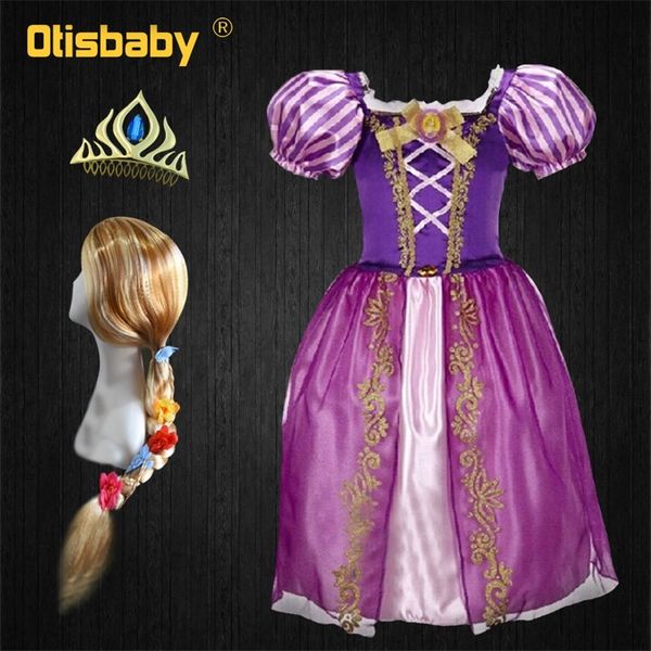 

christmas kids sofia rapunzel dress purple girl tangled rapunzel sophia dress up disguise child cosplay costume rapunzel wig lj200923, Red;yellow
