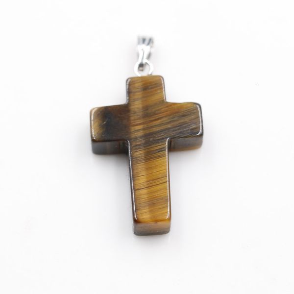 

tiger eye gemstone cross pendants loose beads silver plated hook fit bracelets and necklace diy jewelry making