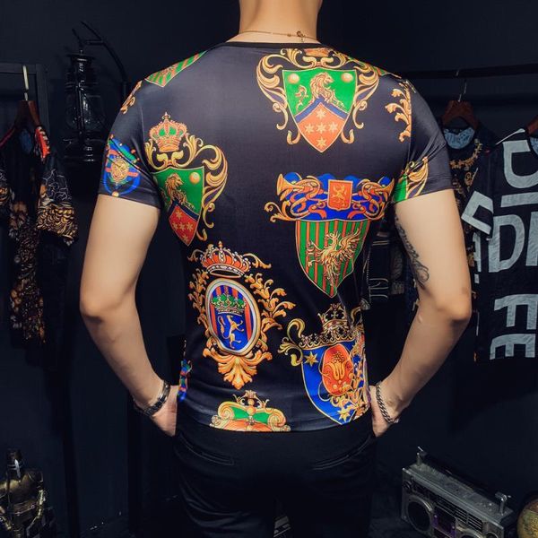 

men's t-shirt luxury summer casual streetwear club fashion sleeve outfits impression 46iy with 2020 short silk of social ice dress qdmv, Black