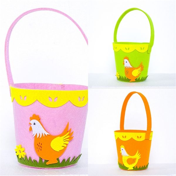 

2021 easter cock printed basket colorful egg cartoon non-woven tote bag lovely new year gifts egg candy barrel bucket handbag gg12003, Black