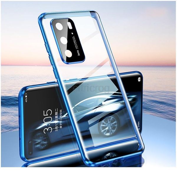 

new upgraded protective lens magnetic double-sided glass case for huawei honor 30s v30 mate 20 30 p30 p40 pro qyliau