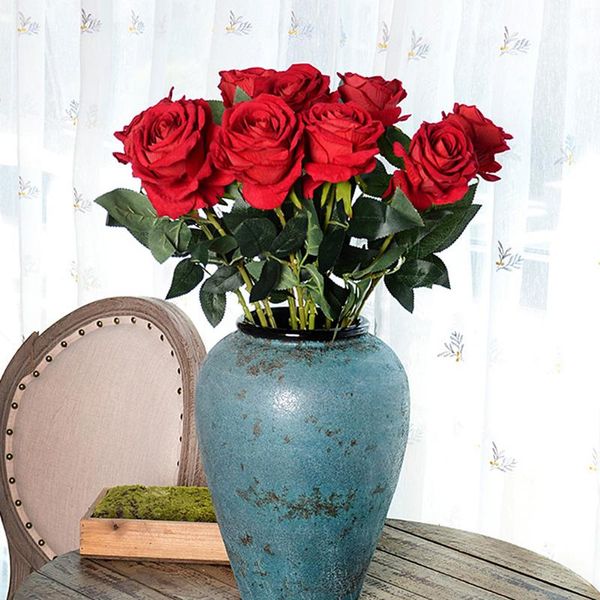 

simulation fake flower artificial single rose artificial flower home living room restaurant decoration wedding supplies 7 colors