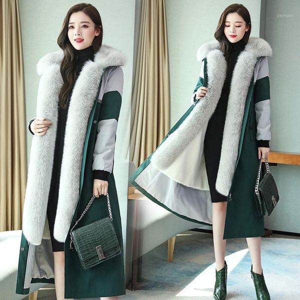 

winter new fashion warm thickened plus velvet removable liner medium long section to overcome the issue of cotton coats1, Black