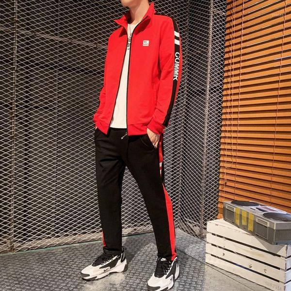

2020 new men's coat korean fashion autumn jacket spring autumn boys two piece suit sports leisure with handsome slim set1, Gray