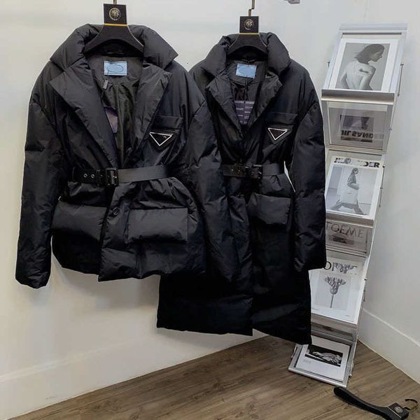 

parkaswinter down parkas dn cotton short waist belt suit collar bread et thickened warm and foreign style army fur, Black