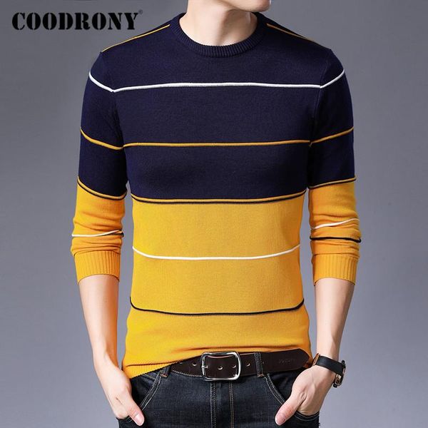 

coodrony brand sweater men casual o-neck pull homme 2021 autumn winter knitwear cotton pullover men jersey hombre sweaters c1012, White;black