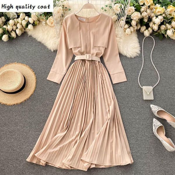 

fashion 2021 trend women long coat pleated chiffon splice coat female spring elegant loose big size trench send within 12h1, Tan;black