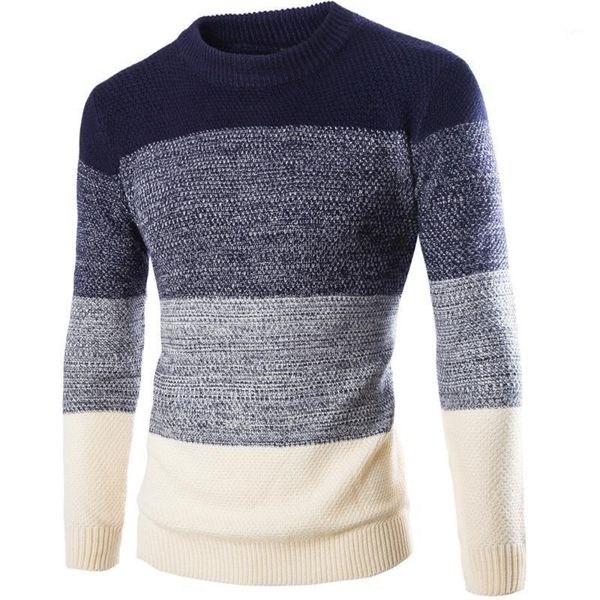 

men sweater pullovers long sleeve 2020 autumn winter fashion british style slim o neck patchwork color sweaters1, White;black