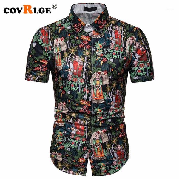 

covrlge men's polyester 3d retro character print shirts 2020 summer turn-down collar short-sleeved single breasted shirts mcs0851, White;black