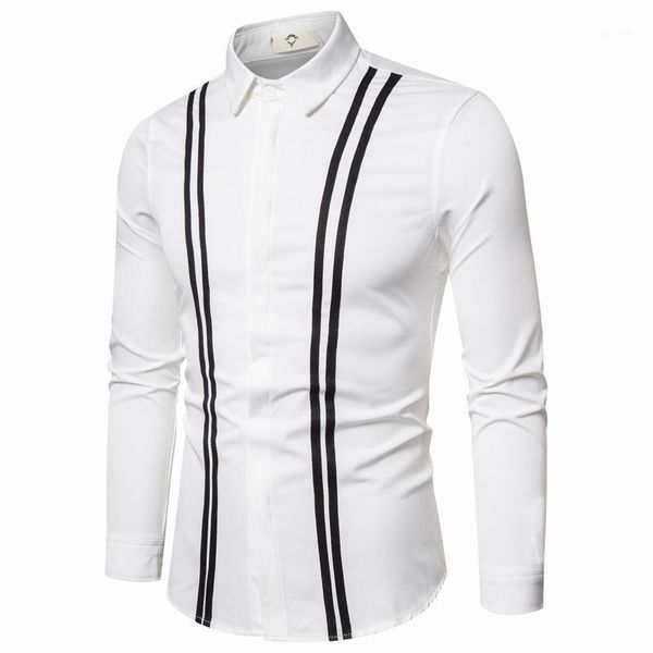 

2020 new men's simple blouse, work shirt, fashion, personality trim shirt s-5xl1, White;black