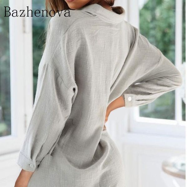 

bazhenova women autumn loose playsuits for girls solid color button turn down neck jumpsuits woman all-match fall bodysuits r6631, Black;white
