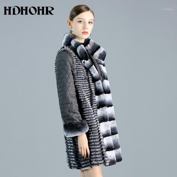 

hdhohr 2019 new real fur coat women down cotton natural fur jacket winter fashion rex coat female1, Black