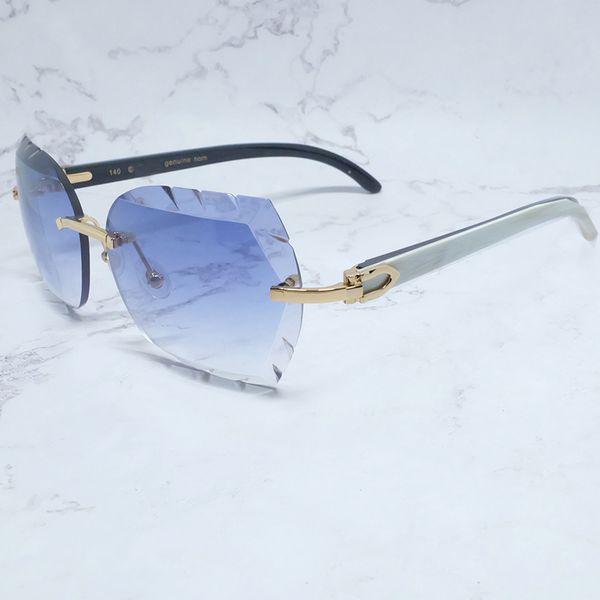 

2021 new diamond cut sunglasses men sawtooth style sun sunglass wood metal shades for women luxury rimless vintage glasses y9tf, White;black