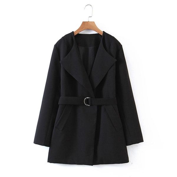 

fashion autumn long coat women o neck solid color coat casual lady slim elegant blends outerwear clothes 2021, Black;brown
