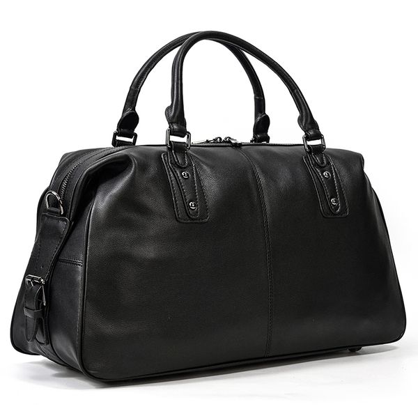 

maheu new design soft leather black duffle weekend bag female luggage 50 cm