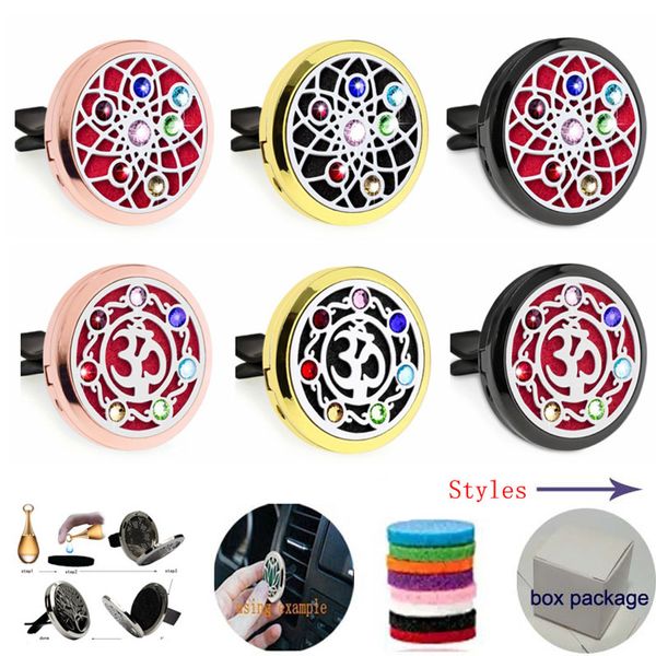 600+ designs 30mm rosa ouro preto aromaterapia óleo essencial difusor de óleo imã de abertura do carro de abertura de ar de abertura com clipe de ventilação (Free 10 Felt Pads) C2