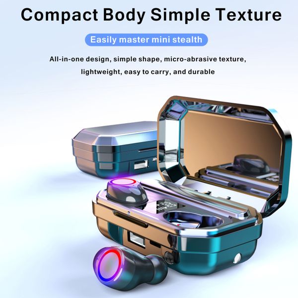 

new sports wireless earphone m12 tws bluetooth headset emergency power design breathing lamp 2000 mah charging box headphone