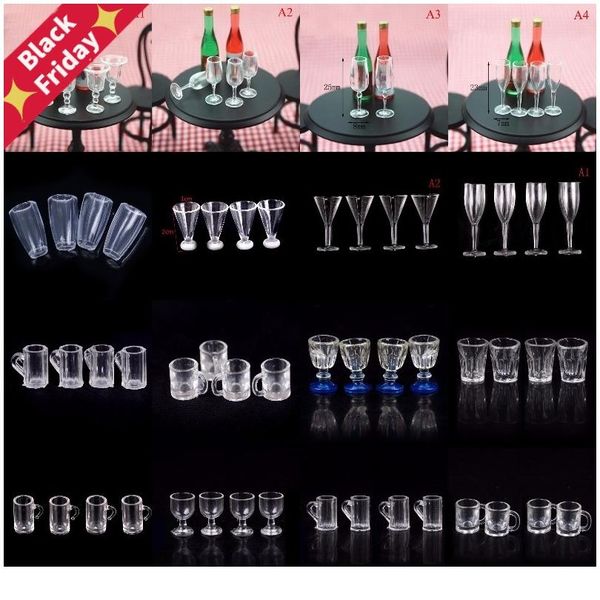 

4pcs 1/12 mini resin transparent cup simulation furniture model toys for decor dollhouse miniature accessories wmtchr