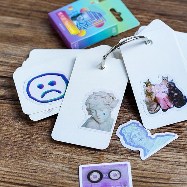 

46 pcs pack creative cute vaporwave mini paper sticker decoration diy ablum diary scrapbooking label sticker kawaii stationery wmtaxu