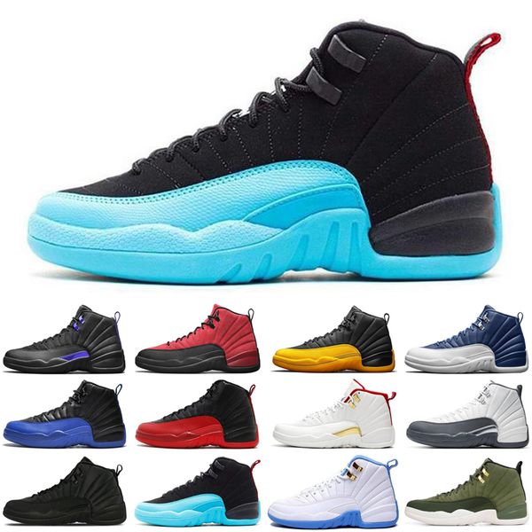 

ale dark concord 12 12s jumpman men basketball shoes reverse flu game university gold game royal mens trainers sports sneakers size 7-13, White;red
