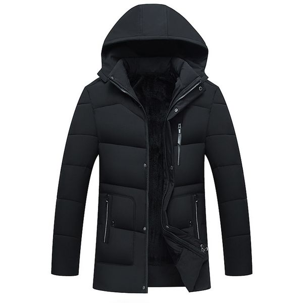 

brand men's jackets coat thickened with plush middle-aged overcoat for male cotton jacket outer wear clothing kg-446, Black