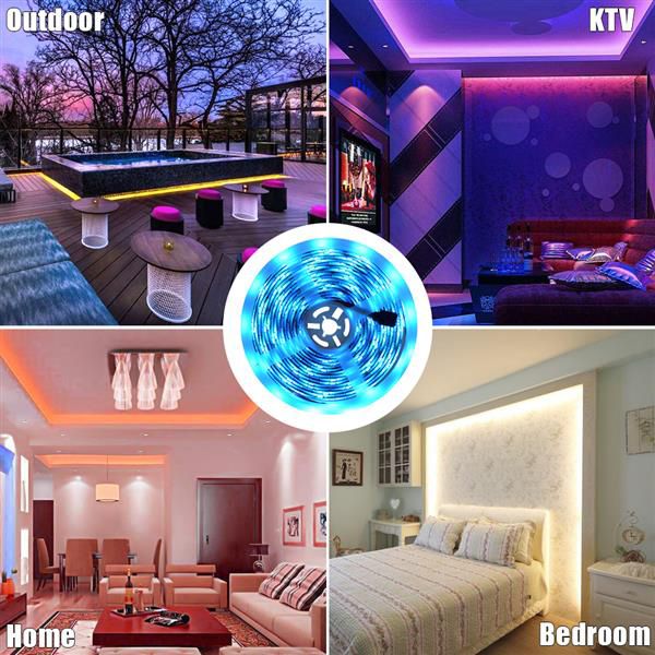 

5m led rgb strips tape light 150 leds waterproof music sync color changing bluetooth controller 24key remote control decoration holiday