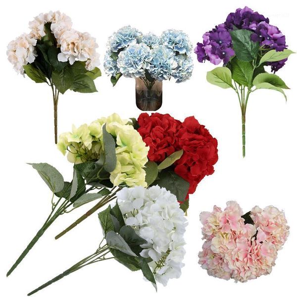 

new-artificial hydrangea flower 5 big heads bouquet (diameter 7" each head) purple1