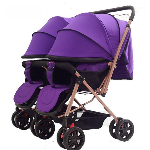 

strollers# 56cm highlanscape twins stroller, carbon steel frame pram side by side, 2 way push kids carriage with mosquito net1