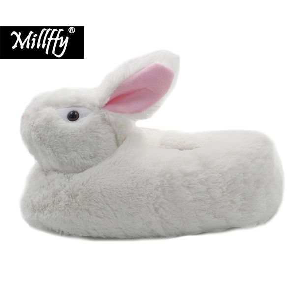 

millffy classic bunny slippers - sized plush animal slippers toddlers costume footwear home shoes y201026, Black