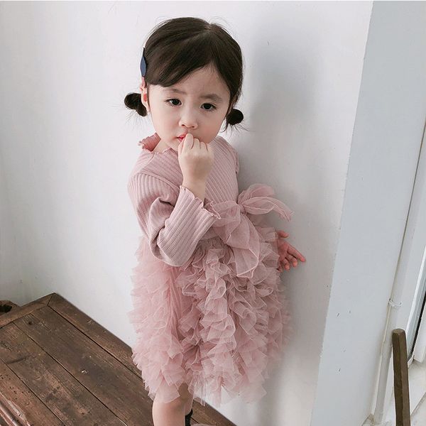 

spring autumn princess lace tutu baby dress for girl baptism christening birthday party newborn gift infant tutu girls gown lj201223, Red;yellow